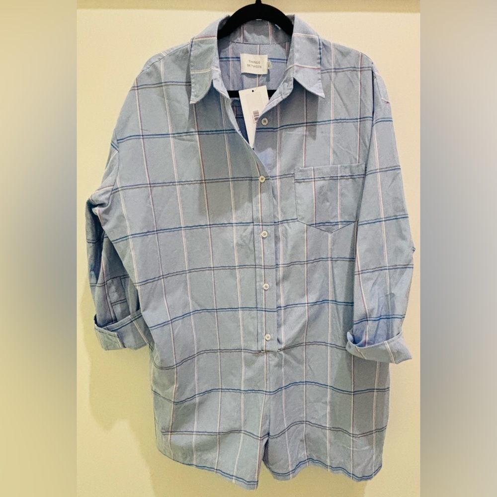Things Between Light Blue Plaid Romper